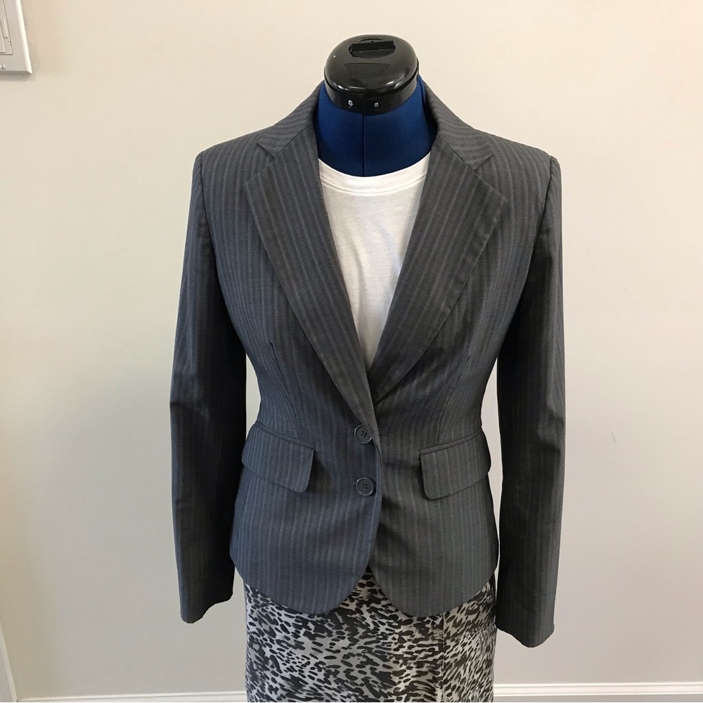 Gray pinstriped blazer